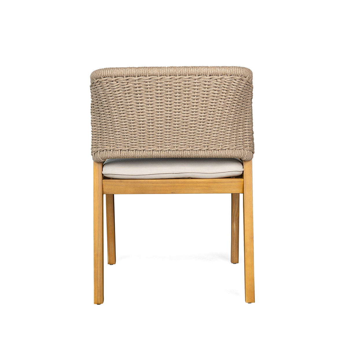 Outdoor Dining Set Acacia Wood Rope Chairs