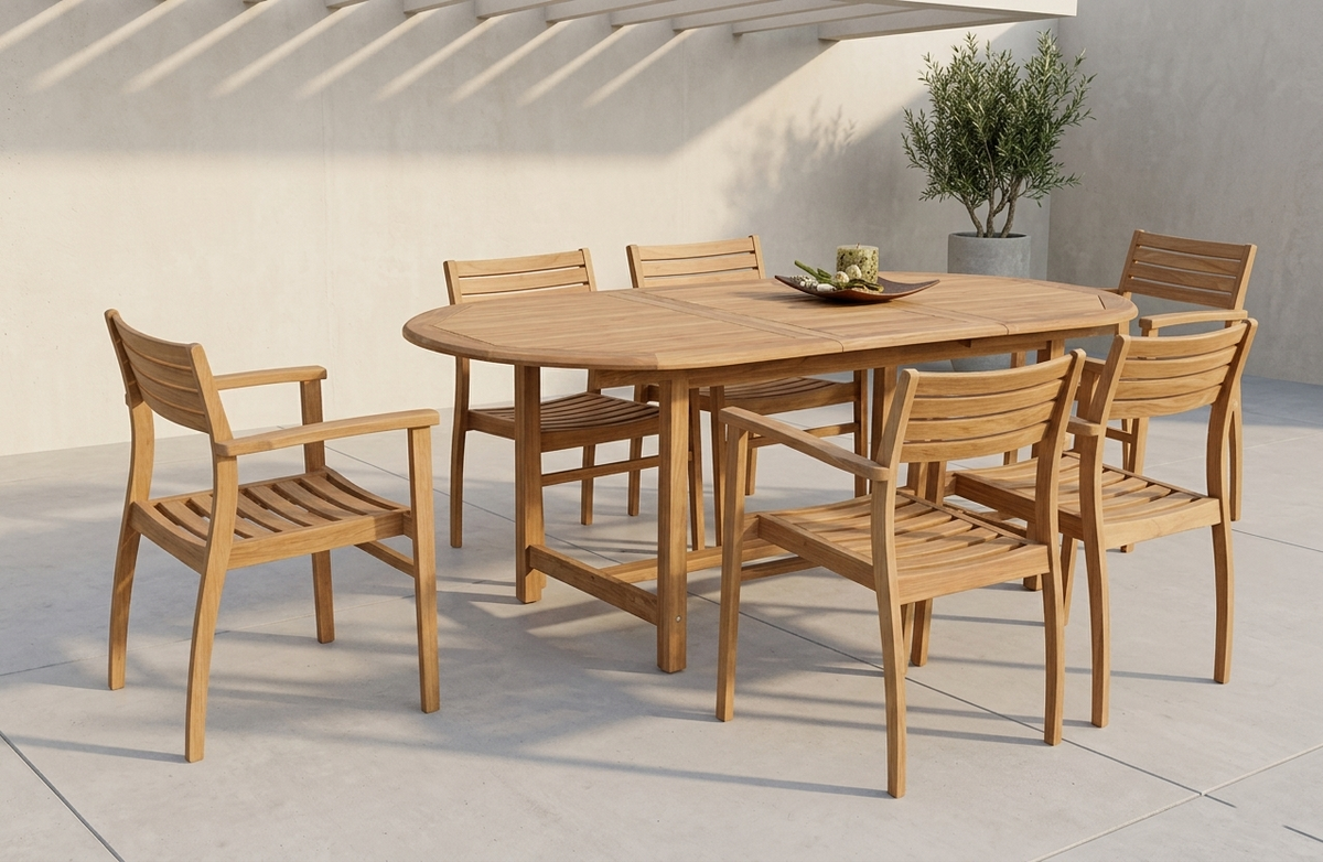 Teak Wood Outdoor Dining Set Extendable