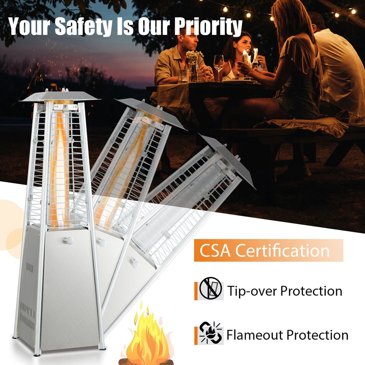 Tabletop Patio Heater Glass Tube