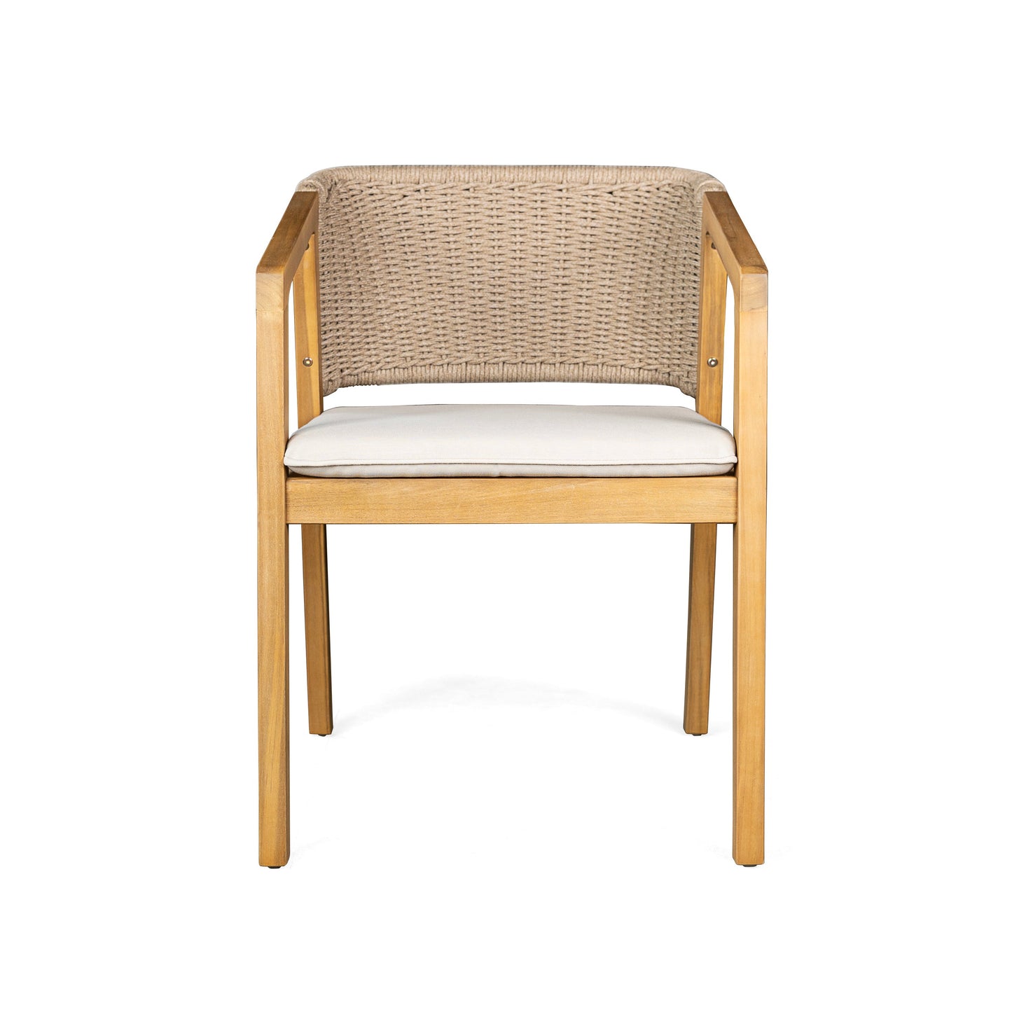 7-Piece Outdoor Dining Set, Acacia Wood Table & 6 Rope Chairs