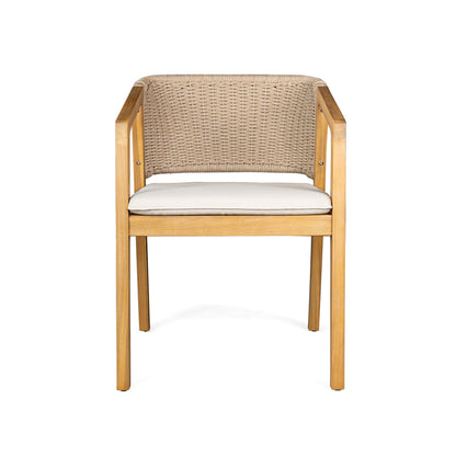 7-Piece Outdoor Dining Set, Acacia Wood Table & 6 Rope Chairs