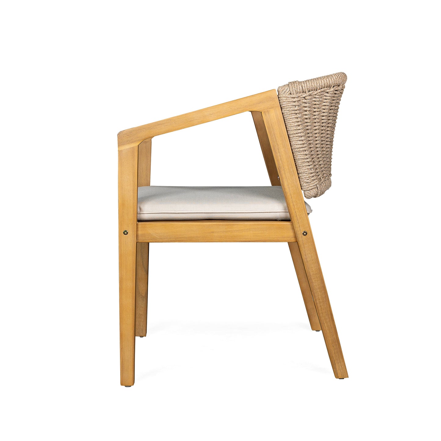 7-Piece Outdoor Dining Set, Acacia Wood Table & 6 Rope Chairs