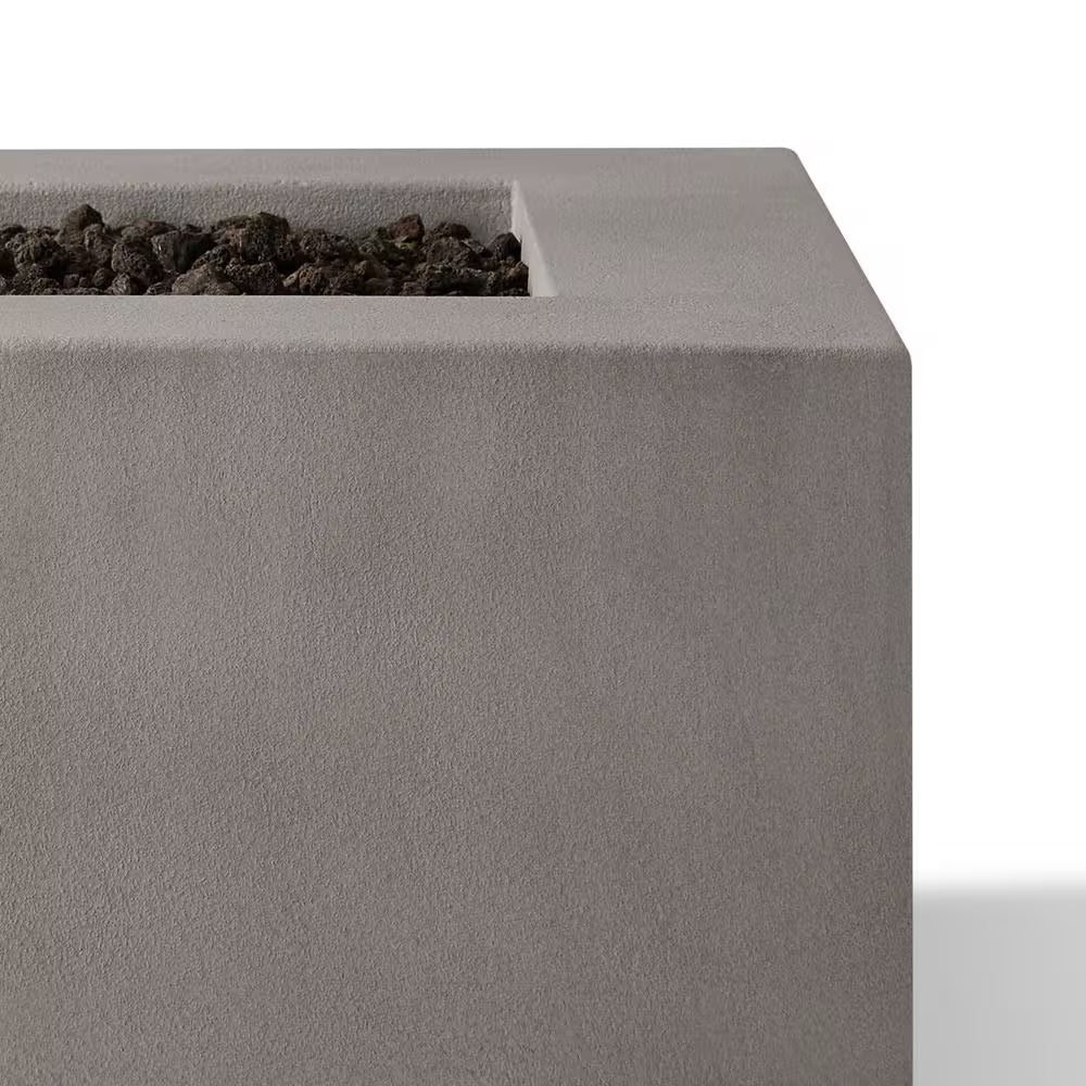 Matteau Low 60 In. L X 12 In. H Outdoor Rectangular Concrete Composite Propane Fire Table in Flint with Vinyl Cover