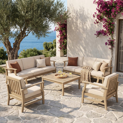 Perla Outdoor 8-Seater Patio Conversation Set with Sofas, Club Chairs and Coffee Table