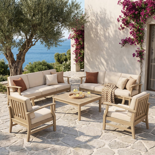 Perla Outdoor 8-Seater Patio Conversation Set with Sofas, Club Chairs and Coffee Table