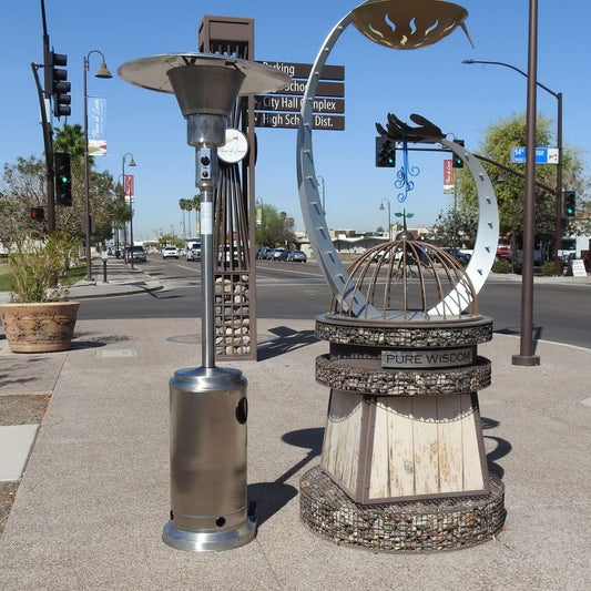 AZ Patio Heaters Commercial Patio Heater in Stainless Steel with 33" Shield