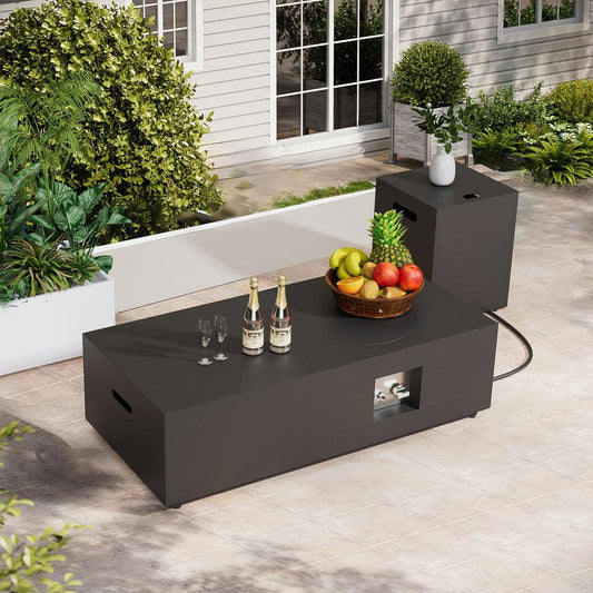 Black Steel Outdoor Fire Table Propane Gas