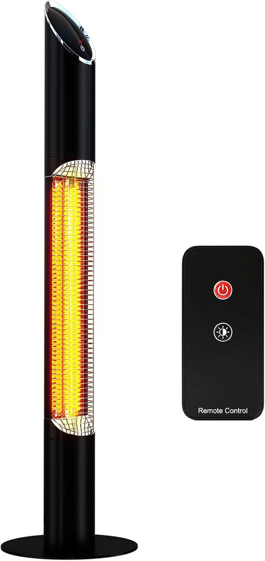 Portable Infrared Heater, Outdoor Electric Patio Heater, Heaters for Outdoor/Indoor Use, Standing Heaters for Patio, Garage, Backyard, 1500W, Black