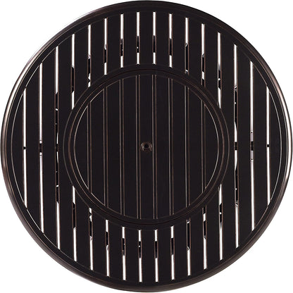 Aluminum 57,0000 BTU 44 In. round Propane Black Fire Pit Table with Fire Beads, Lid, Propane Tank Cover and Table Fabric Covers in Copper Finish