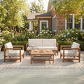 4-Piece Acacia Wood Outdoor Patio Sofa Set