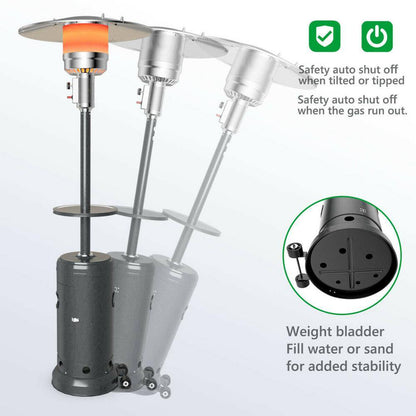 87 In. Tall 48,000 BTU Grey Patio Propane Heater with Table and Cover