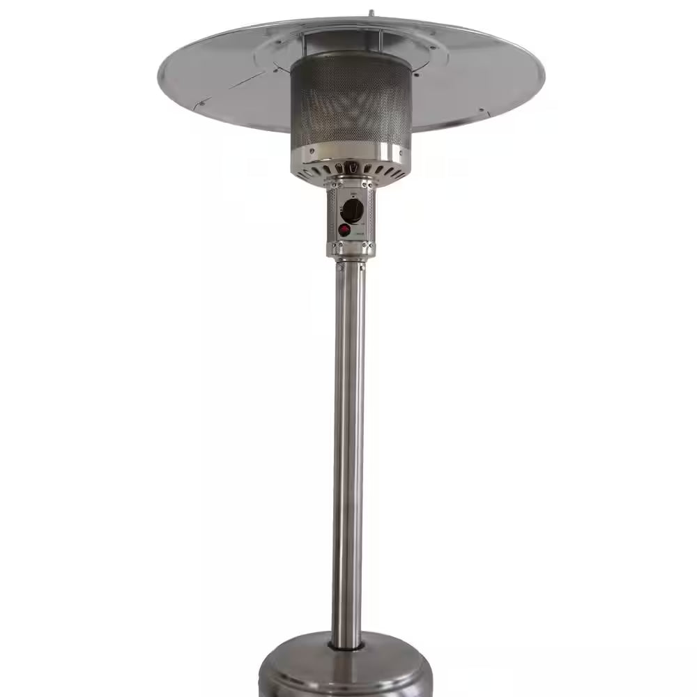 46000 Btus Aluminum Propane Standing Patio Heater with Wheels, Gray