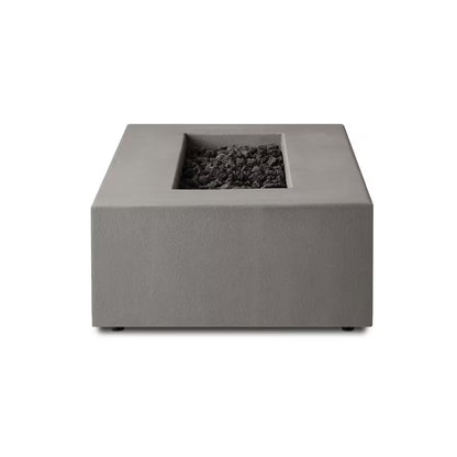 Matteau Low 60 In. L X 12 In. H Outdoor Rectangular Concrete Composite Propane Fire Table in Flint with Vinyl Cover