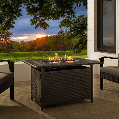 Cast Concrete Propane Fire Pit Table Lava Rocks