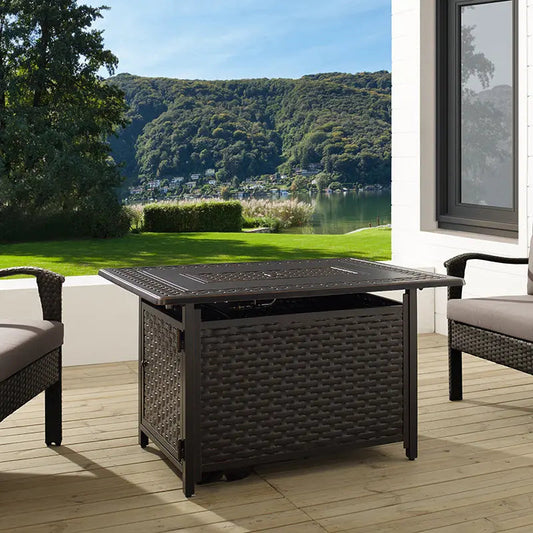 Granville Fire Table Outdoor Fire Pit 60" X 27" Cast Concrete Firepit Includes Lava Rocks 45,000 Btus Outdoor Fireplace for Patio Furniture Set, Deck, Porch, Outdoor Heater - Natural Gas