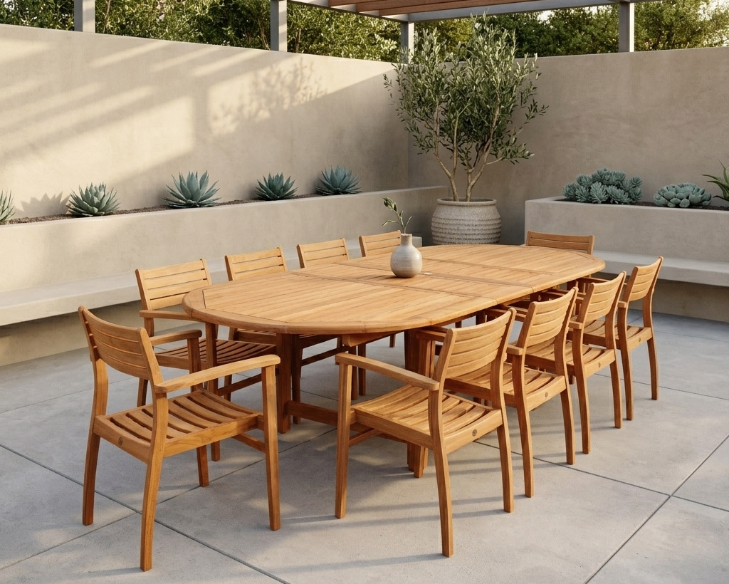 Teak Wood Outdoor Dining Set Extendable