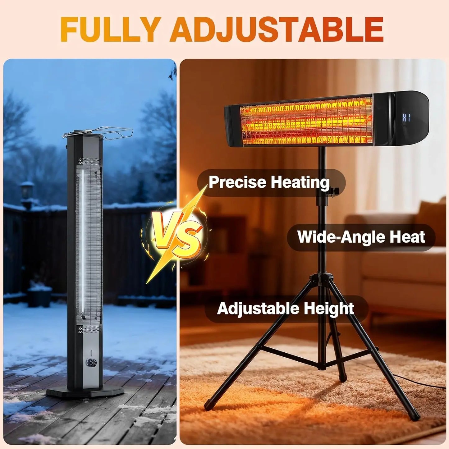 Electric Patio Heater 1500W Infrared Outdoor CSA Certified Mounts