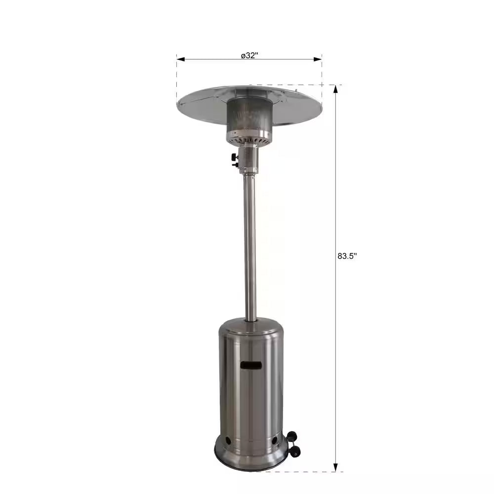 46000 Btus Aluminum Propane Standing Patio Heater with Wheels, Gray