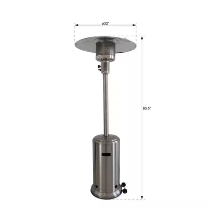 46000 Btus Aluminum Propane Standing Patio Heater with Wheels, Gray