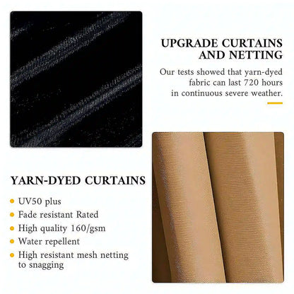 14 Ft. X 22 Ft. Double Galvanized Steel Roof Aluminum Frame Outdoor Patio Hardtop Gazeb with Netting and Curtains