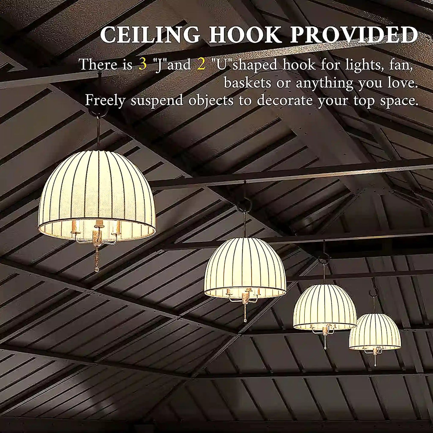 14 Ft. X 22 Ft. Double Galvanized Steel Roof Aluminum Frame Outdoor Patio Hardtop Gazeb with Netting and Curtains