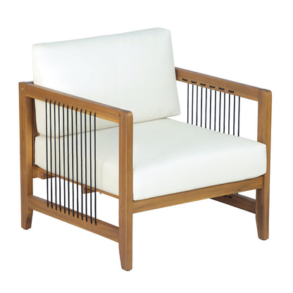 4-Piece Acacia Wood Outdoor Patio Sofa Set
