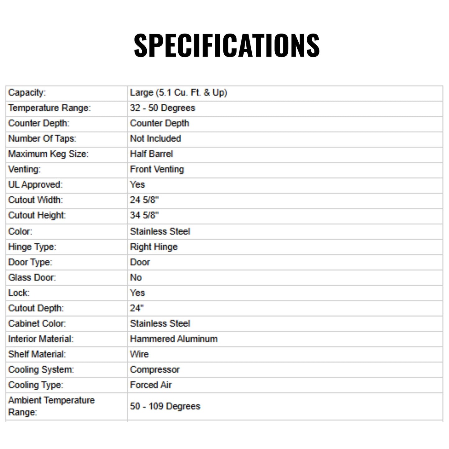 Summerset 6.6C Deluxe Outdoor Rated Kegerator With No Tap [RFR-24DK] (SAK84722)