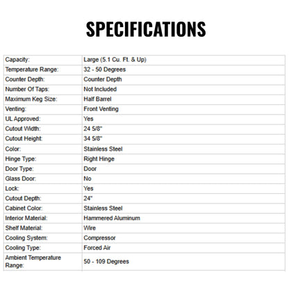 Summerset 6.6C Deluxe Outdoor Rated Kegerator With No Tap [RFR-24DK] (SAK84722)